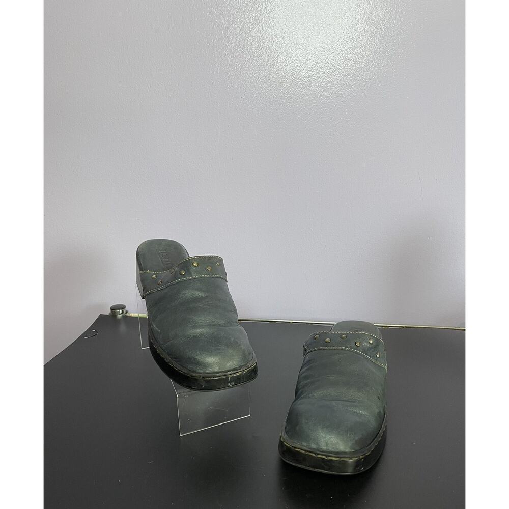 Born Leather Studded Mules Blue Size 9